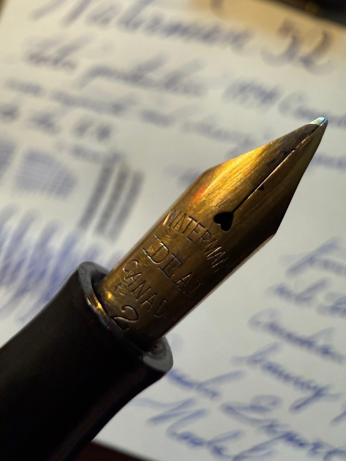 Waterman's 52 Solid 9k Gold Cap Band & Barrel Band, 18k Gold-Filled Cap Clip, #2 CAN nib