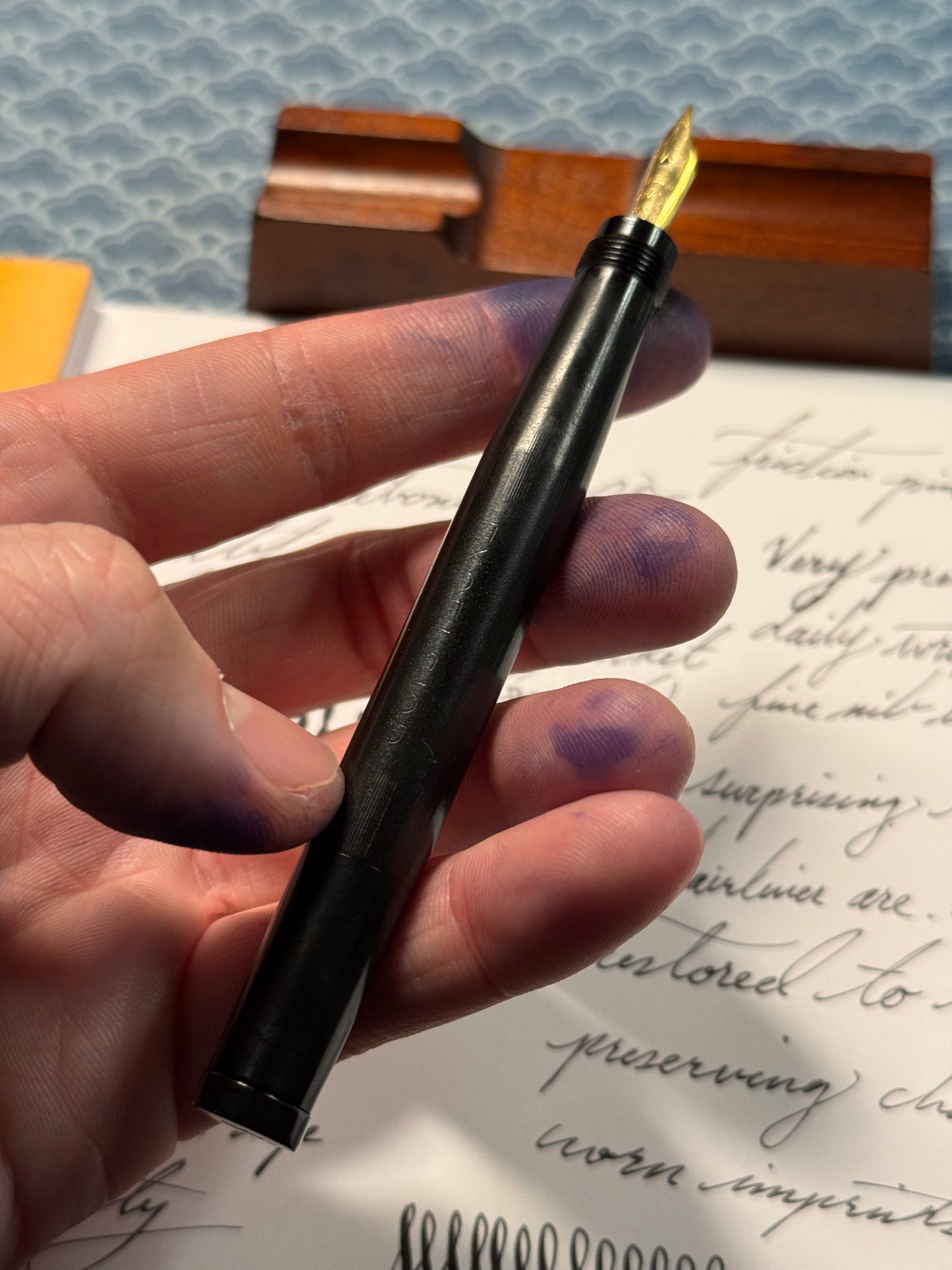 Excelsior Safety, Chased Black Ebonite, #2 18ct Flex
