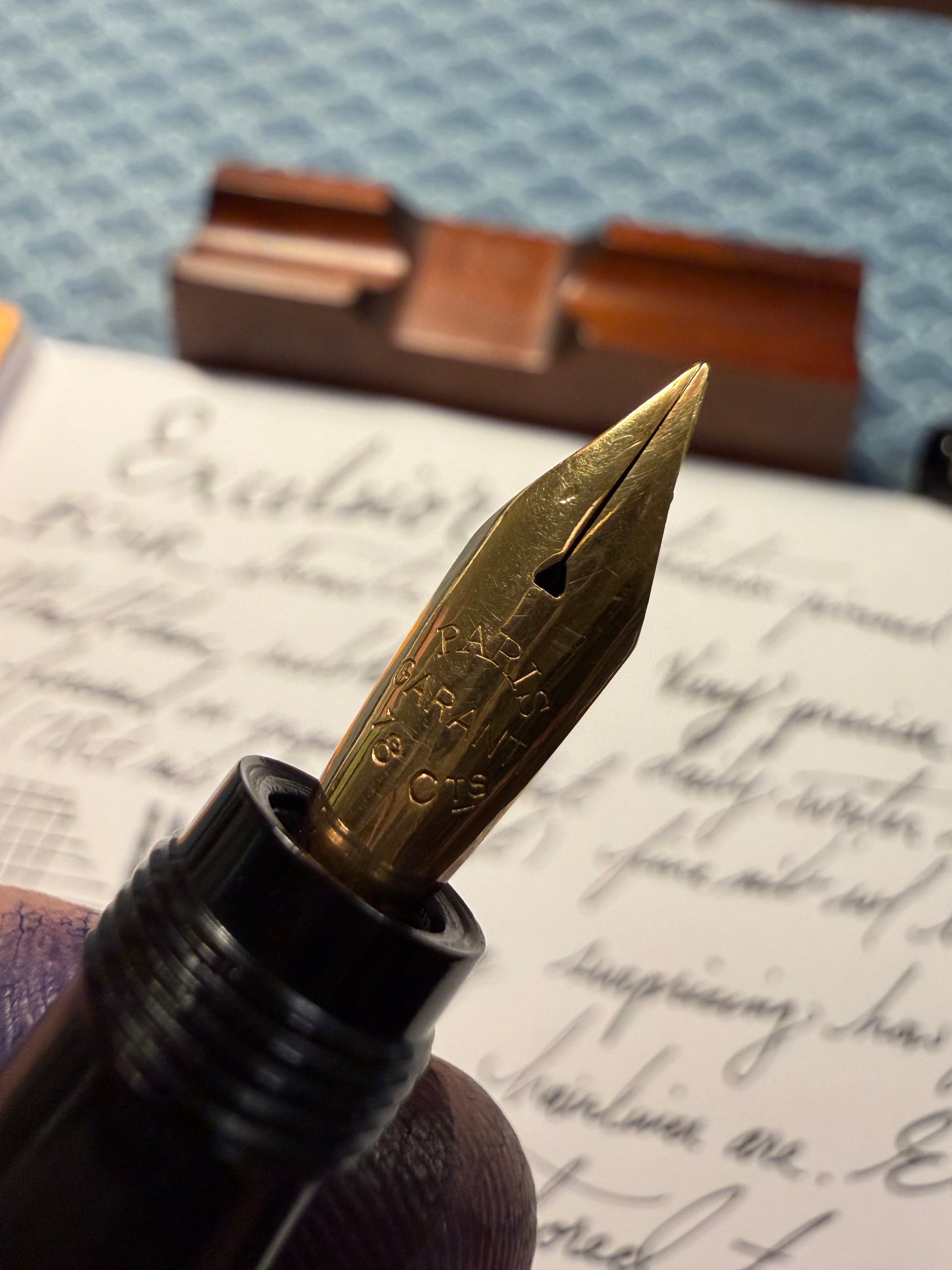 Excelsior Safety, Chased Black Ebonite, #2 18ct Flex