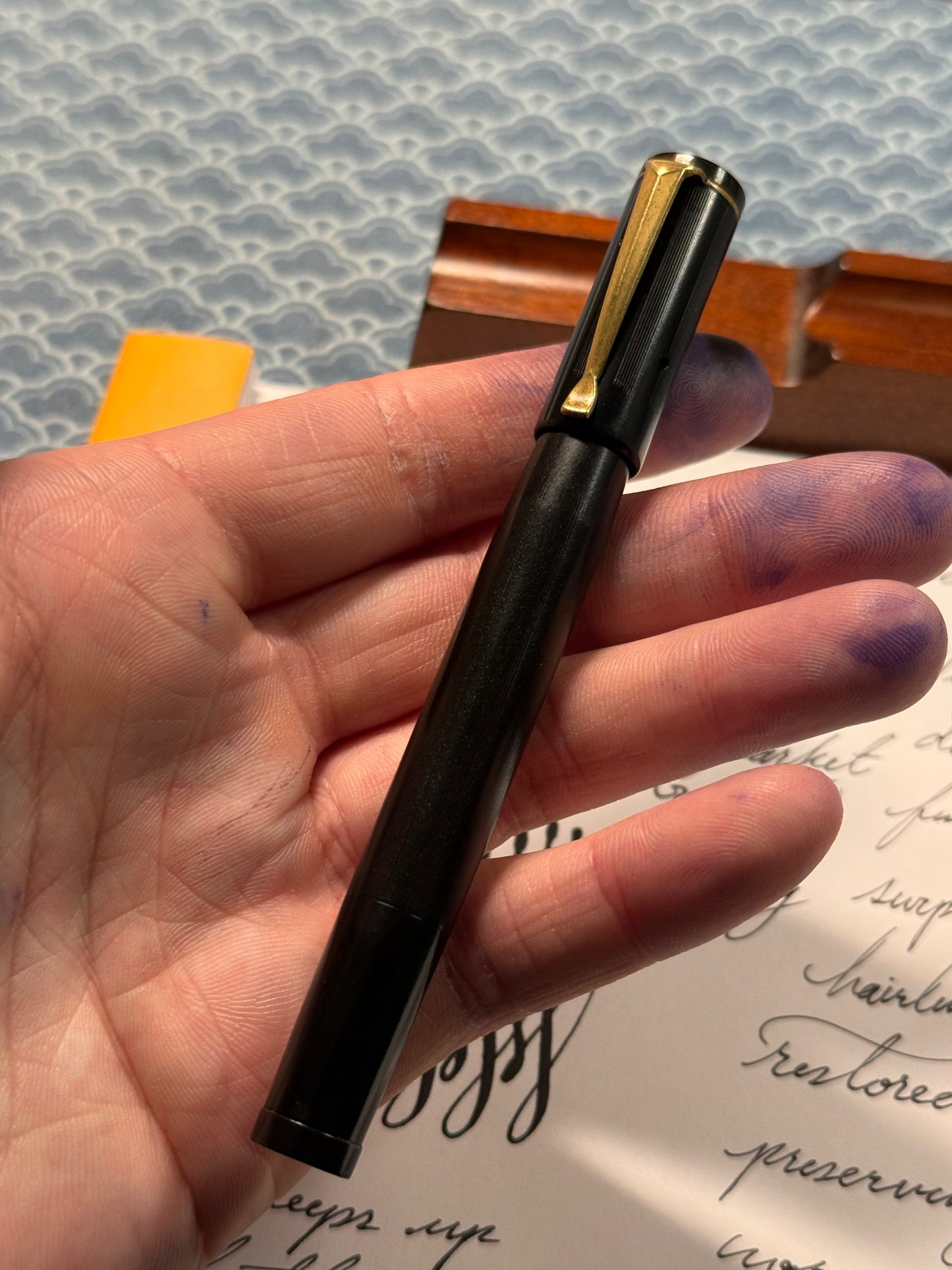 Excelsior Safety, Chased Black Ebonite, #2 18ct Flex