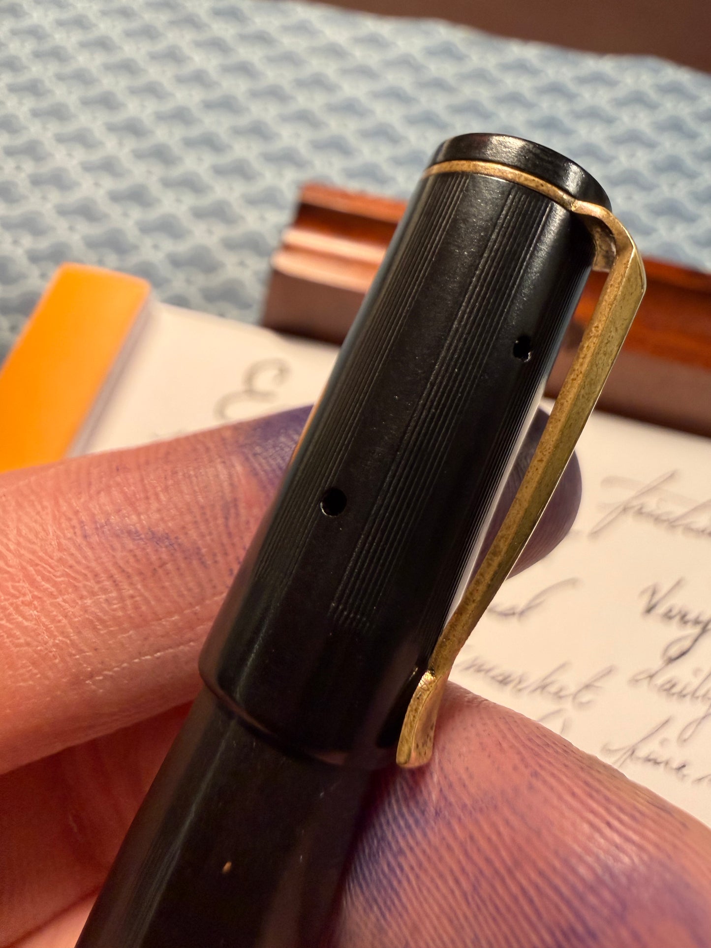Excelsior Safety, Chased Black Ebonite, #2 18ct Flex
