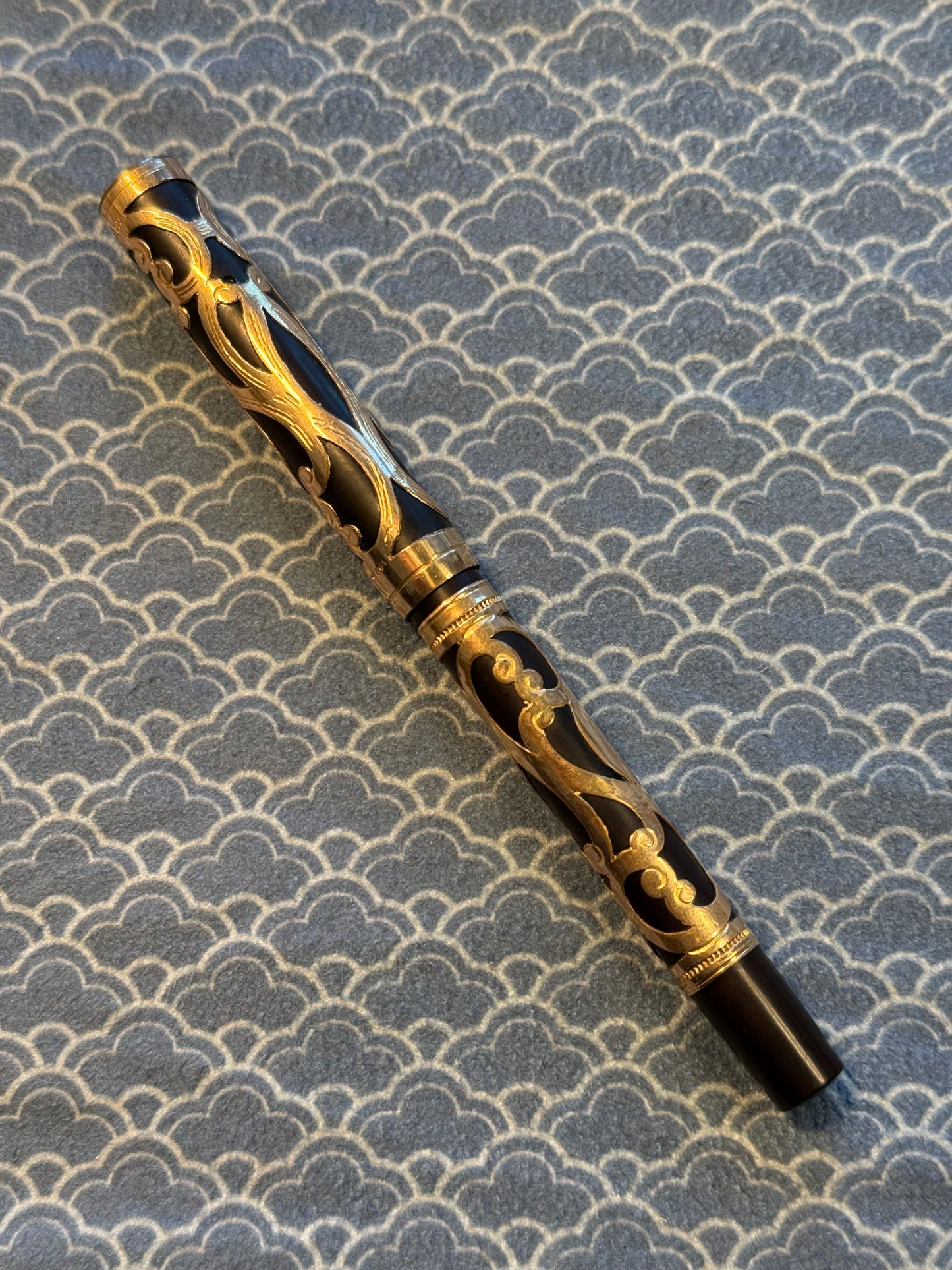 Waterman 12 Sinuous Scroll, Gold Overlay Ebonite, #2 14k Flex