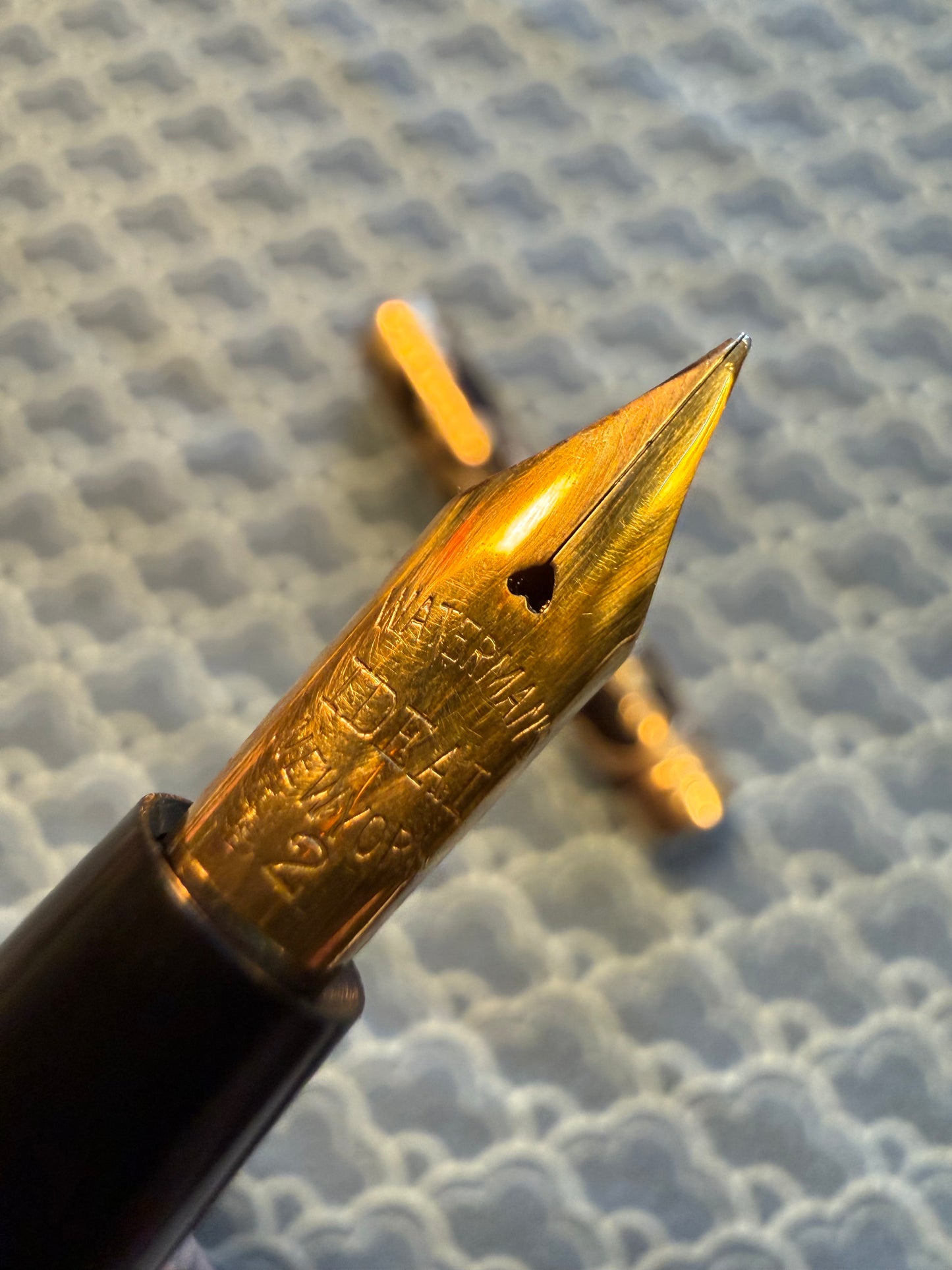 Waterman 12 Sinuous Scroll, Gold Overlay Ebonite, #2 14k Flex