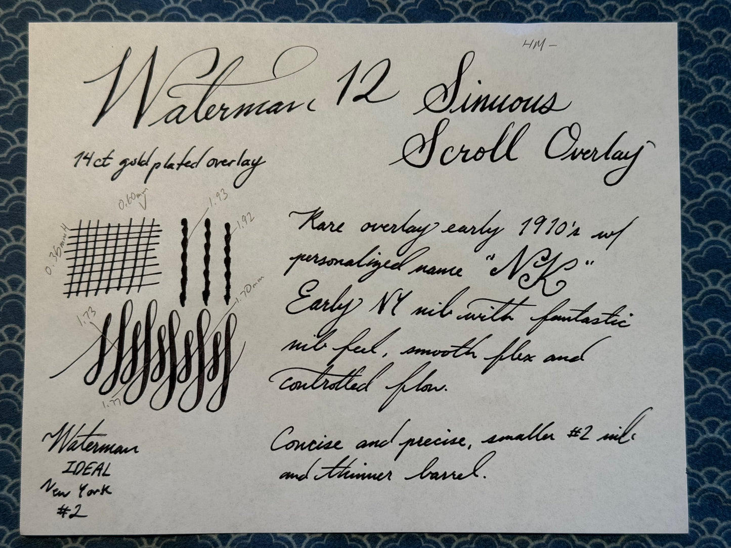 Waterman 12 Sinuous Scroll, Gold Overlay Ebonite, #2 14k Flex