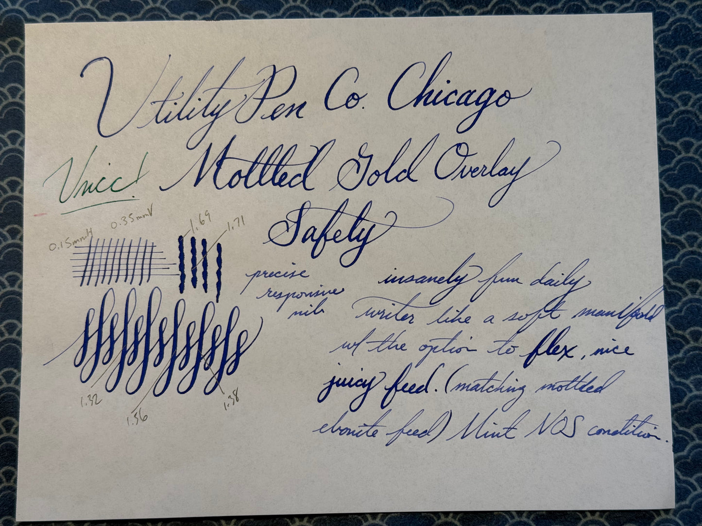 Unic 17 Safety, Mottled Gold "Waves" Overlay, #2 14ct Utility Pen Co. Nib