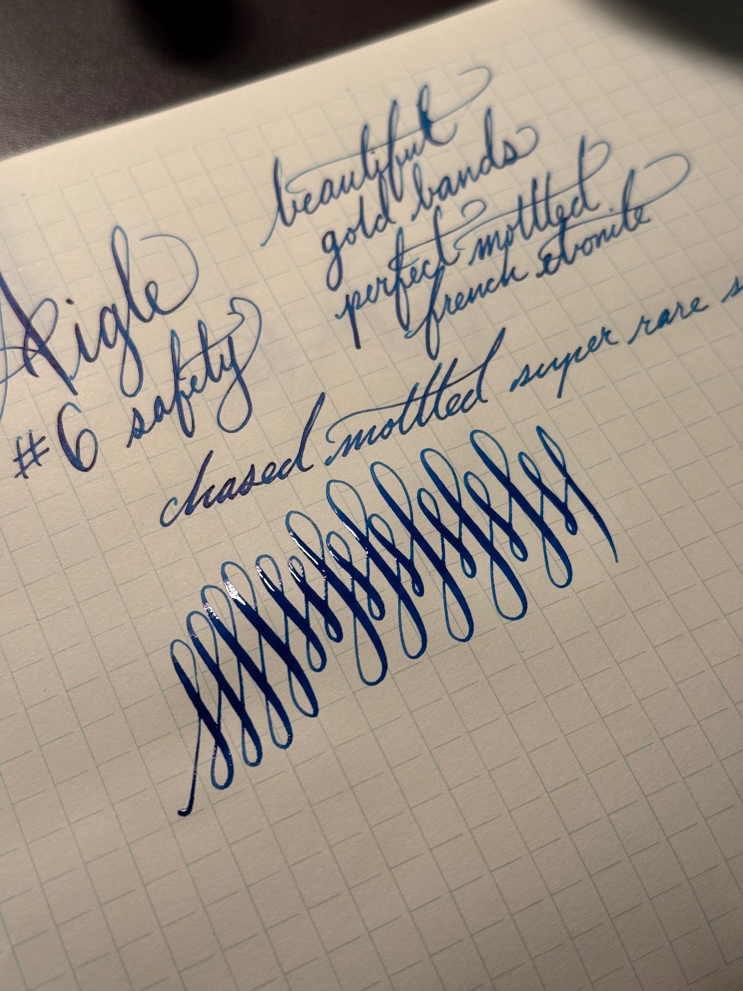 G.A. Mercier 6 Safety, Chased Mottled Ebonite  Gold Bands, #6 18ct Flex