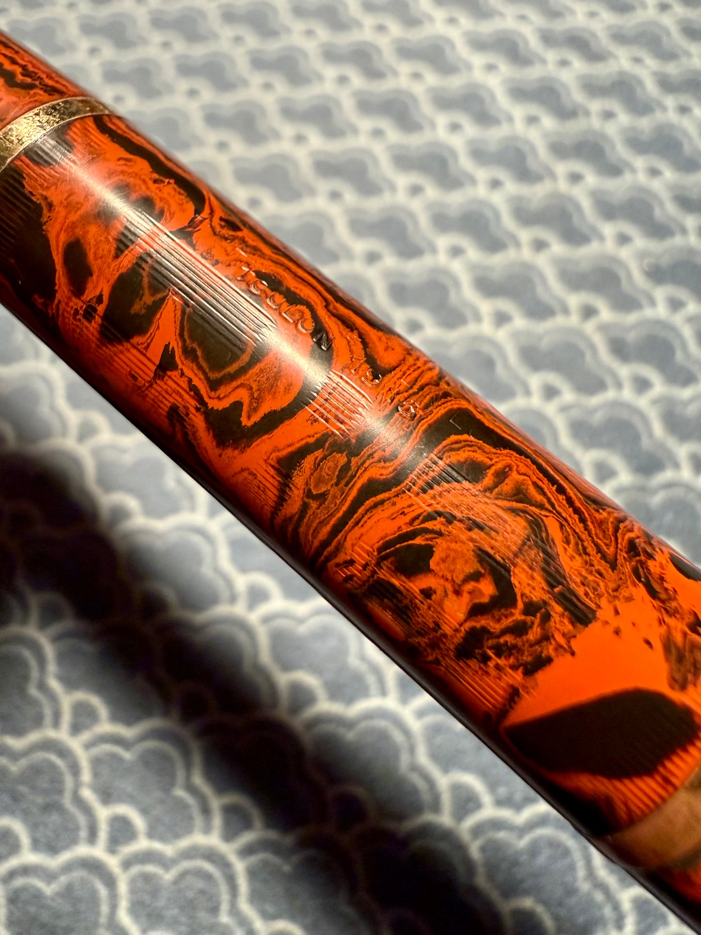 G.A. Mercier 6 Safety, Chased Mottled Ebonite  Gold Bands, #6 18ct Flex