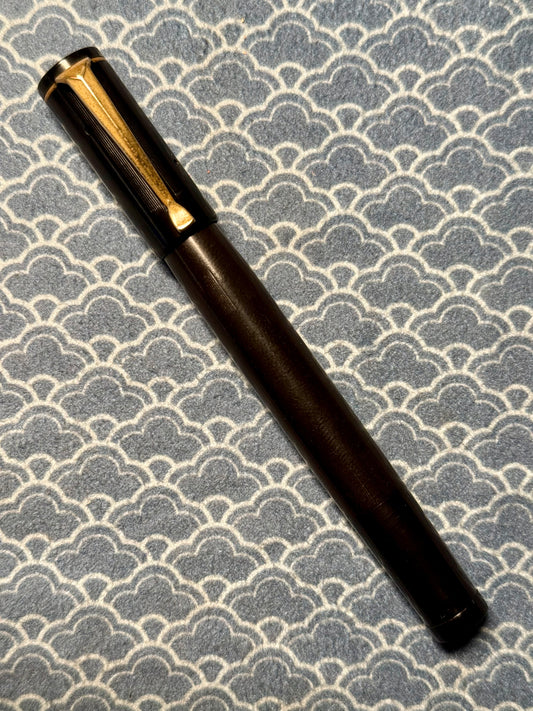 Excelsior Safety, Chased Black Ebonite, #2 18ct Flex