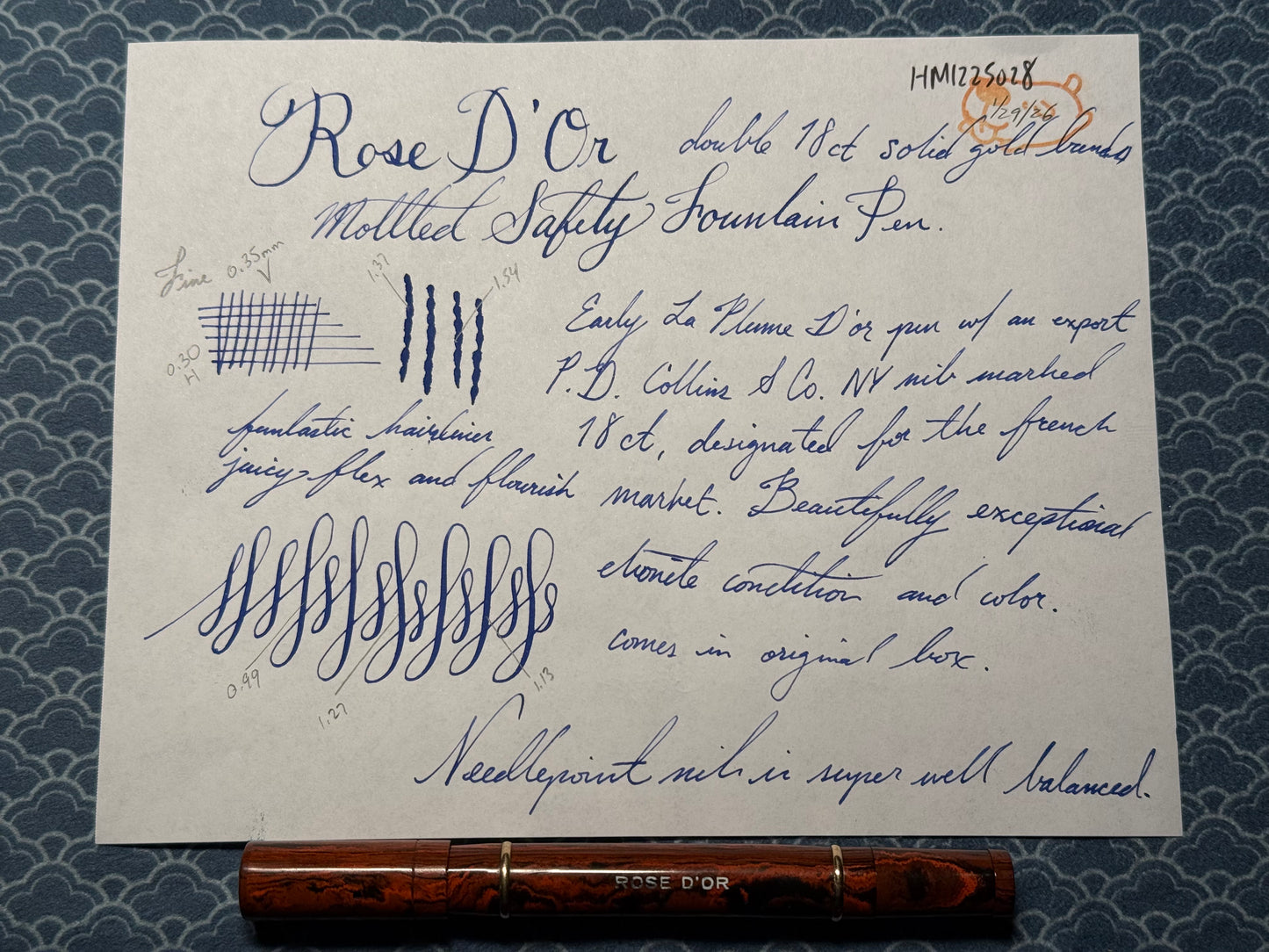 Rose D'Or (Météore), Mottled Ebonite, #2 18ct Flex