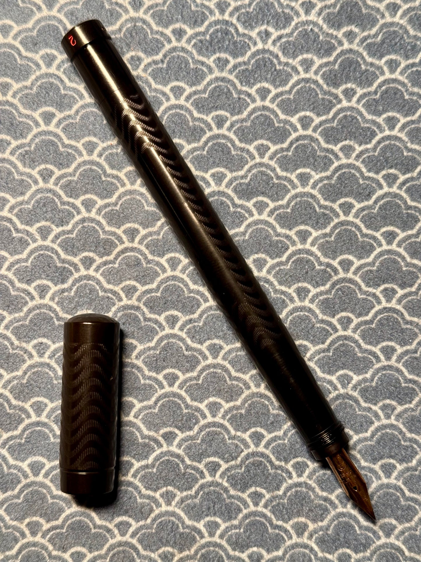 Diplomat 2 EF Safety, Black Chased Ebonite, #2 14c Flex