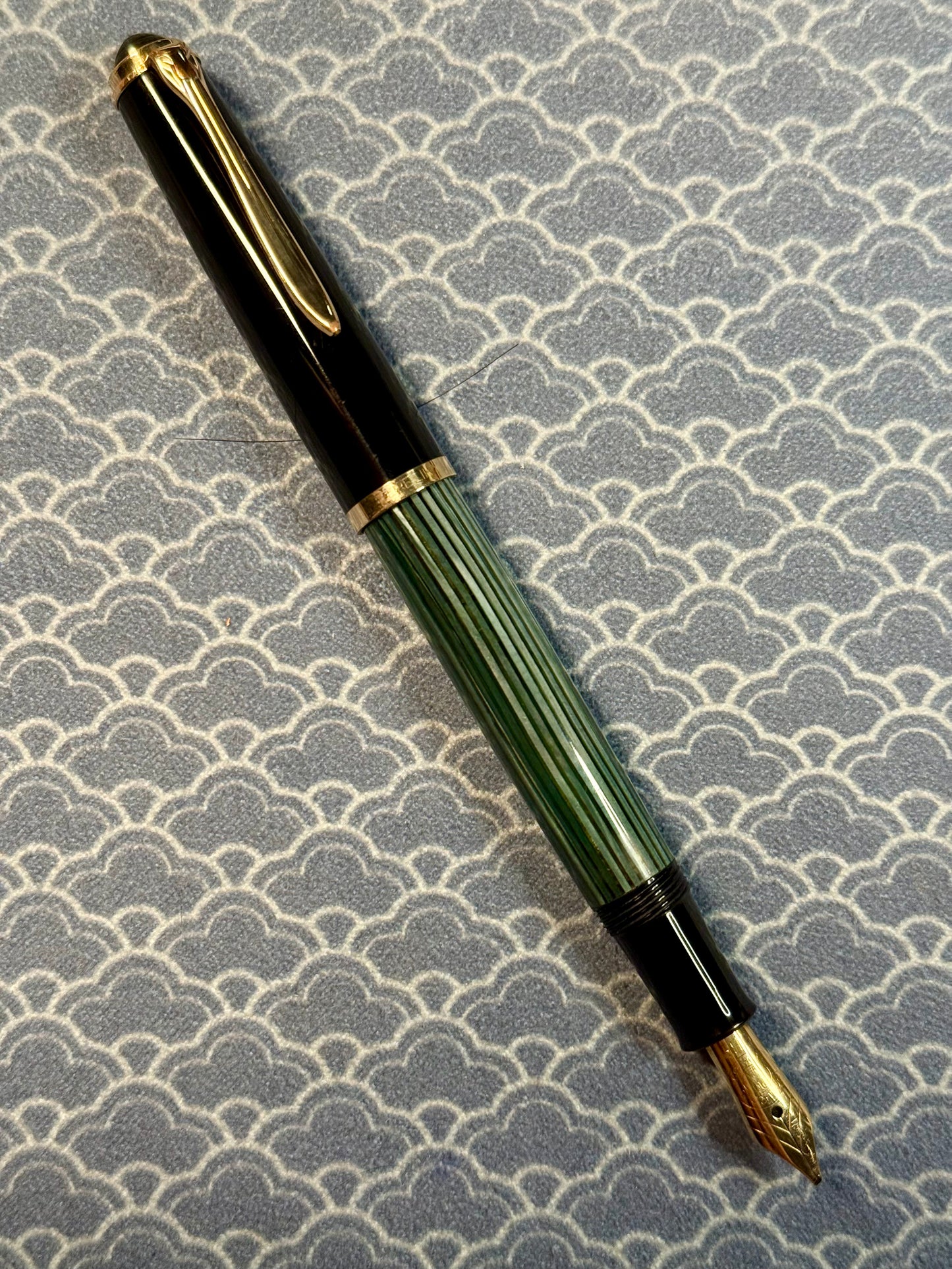 Pelikan 400NN 1958-1965, Green Striped, #5 14C OBB Nib