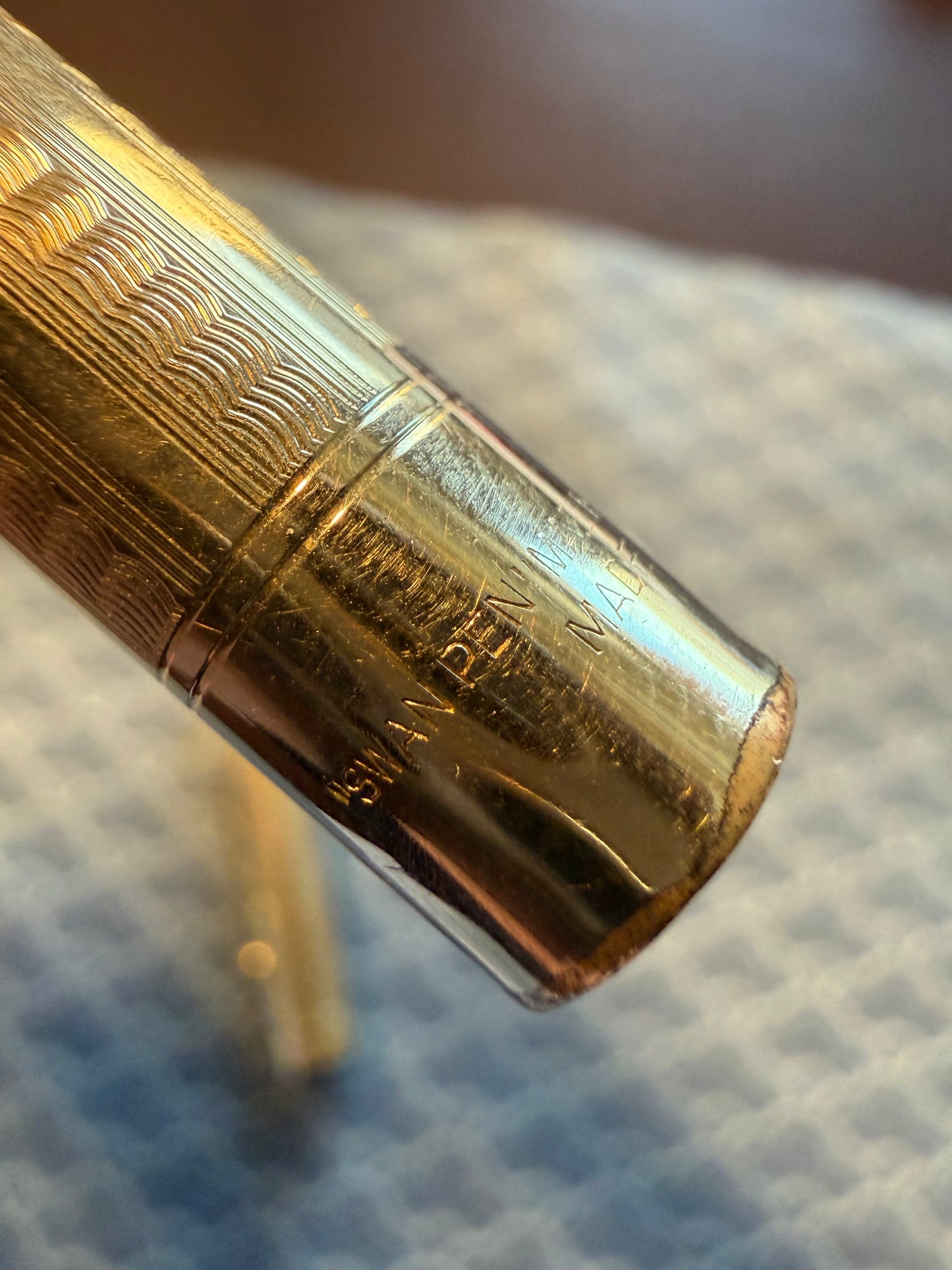 Mabie Todd Swan "Swan Pen", Gold-Filled Waves Overlay, #2 Oblique Broad 14ct nib
