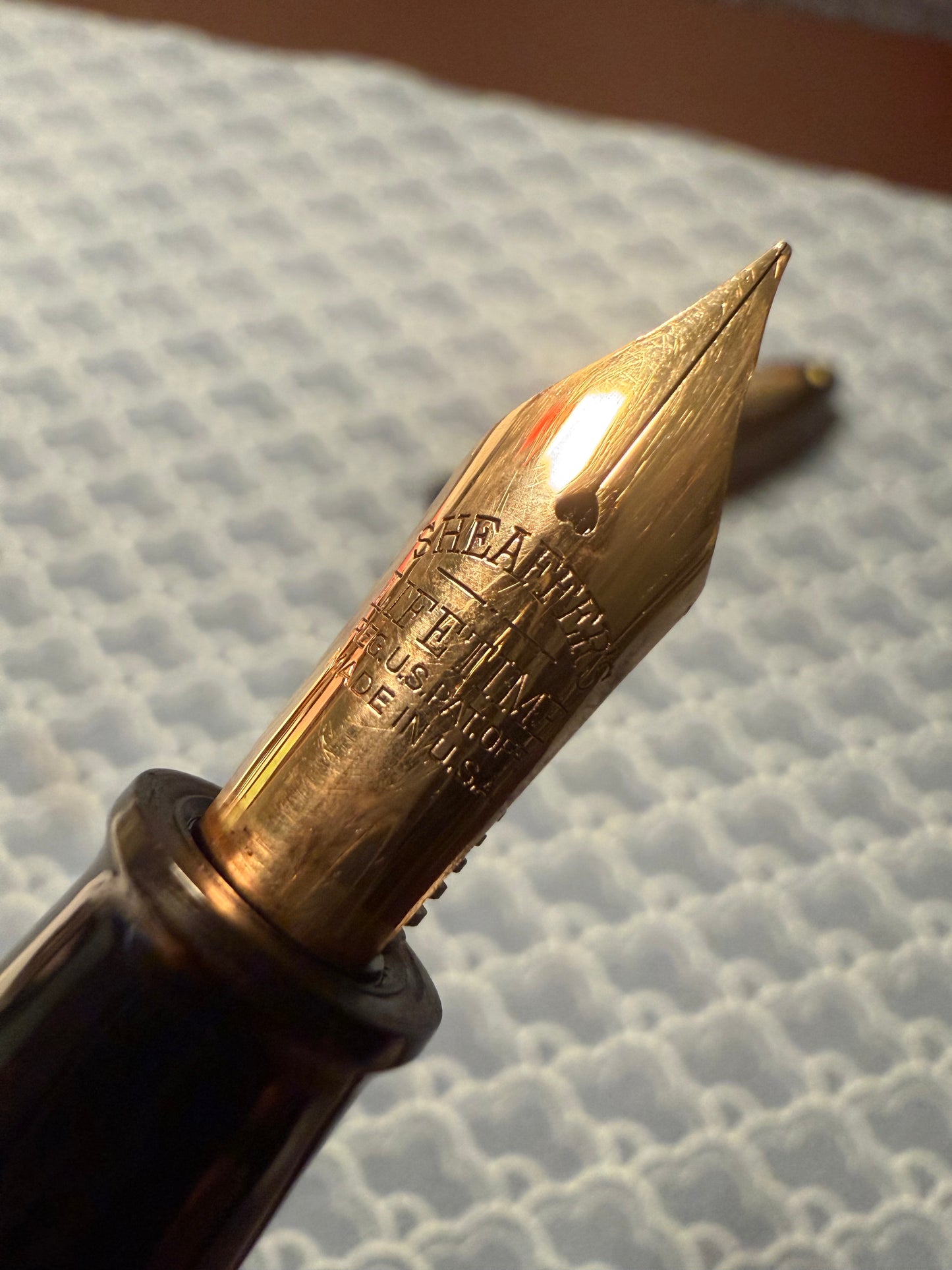 W.A. Sheaffer Balance Lifetime Oversized, Black Celluloid with Gold Trim, #6 Lifetime 14k Gold Nib
