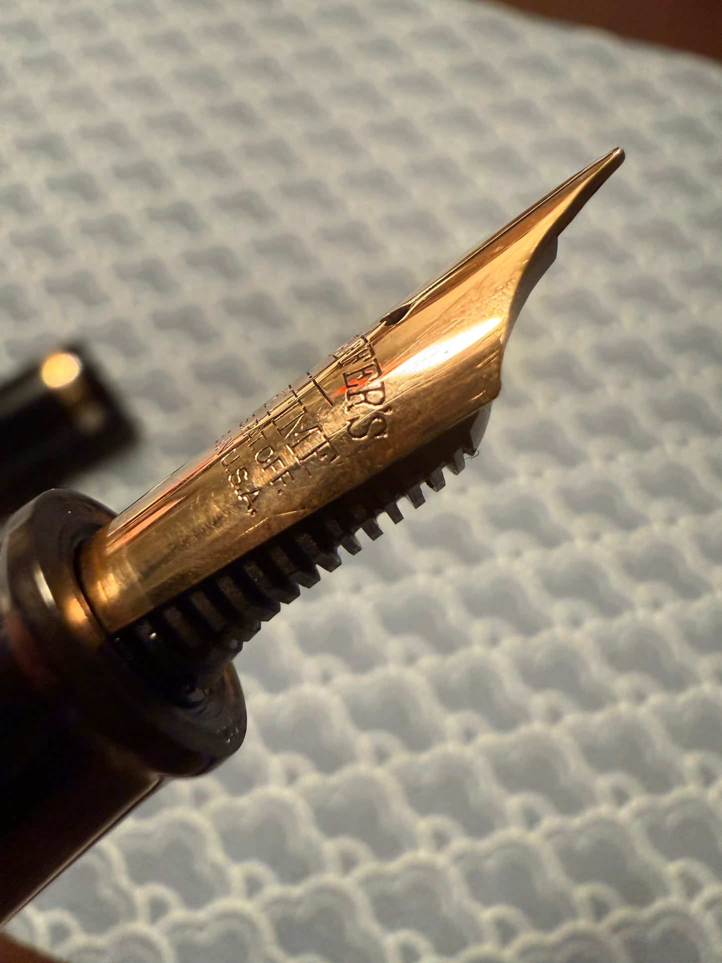 W.A. Sheaffer Balance Lifetime Oversized, Black Celluloid with Gold Trim, #6 Lifetime 14k Gold Nib