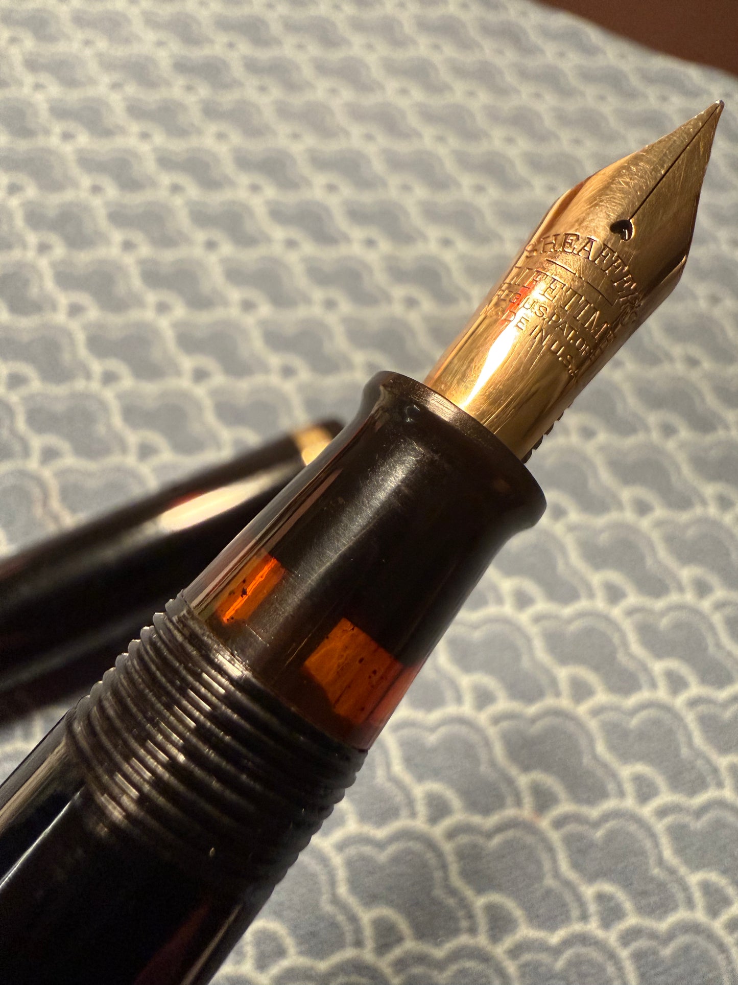 W.A. Sheaffer Balance Lifetime Oversized, Black Celluloid with Gold Trim, #6 Lifetime 14k Gold Nib