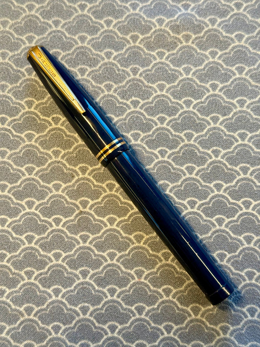 James Safety Pen, Blue Celluloid GPT, #2 Steel GP Flex Nib