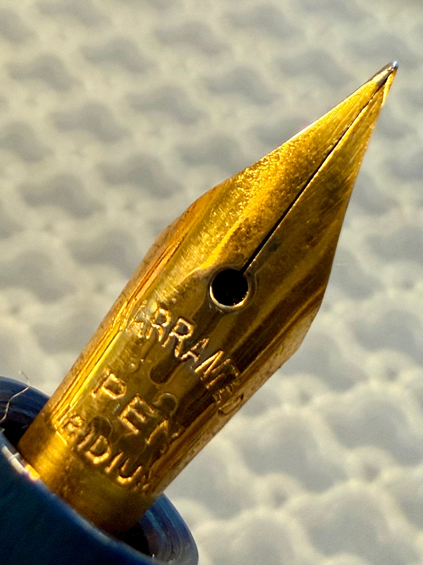 James Safety Pen, Blue Celluloid GPT, #2 Steel GP Flex Nib