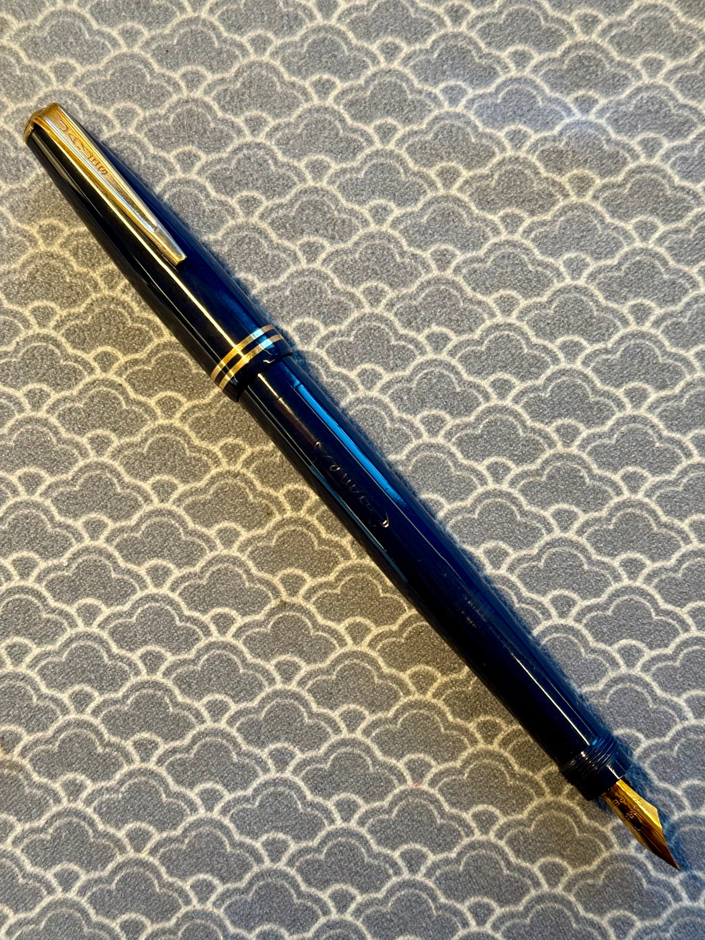 James Safety Pen, Blue Celluloid GPT, #2 Steel GP Flex Nib