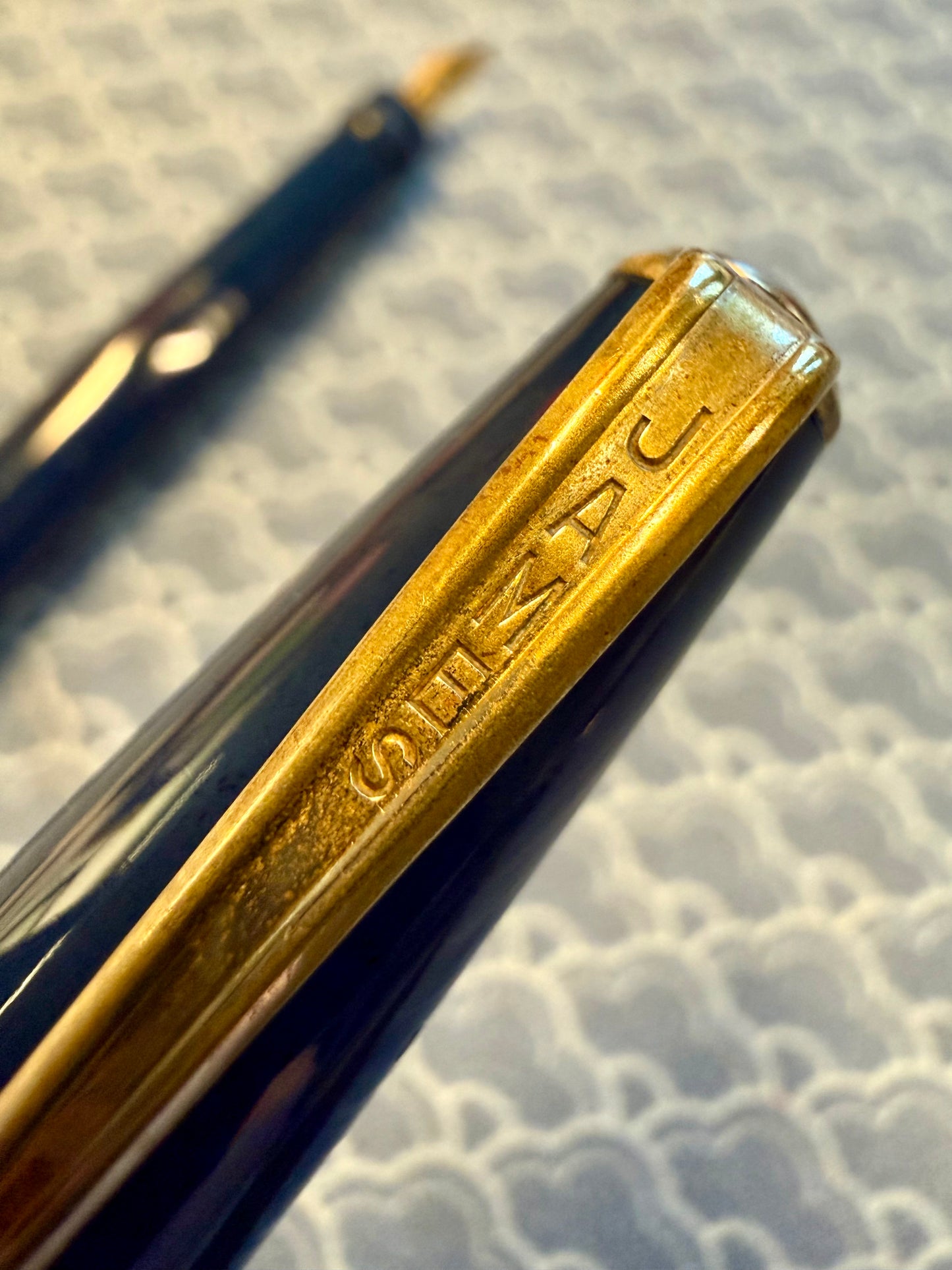James Safety Pen, Blue Celluloid GPT, #2 Steel GP Flex Nib