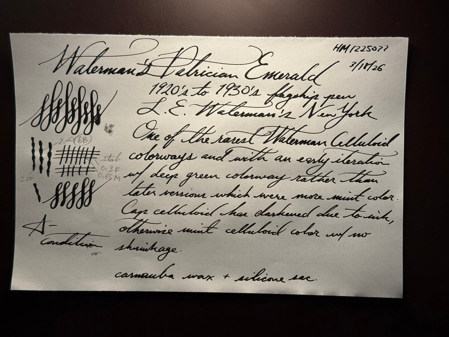 Waterman's Patrician, Emerald Celluloid GPT, #8 14k Patrician Nib