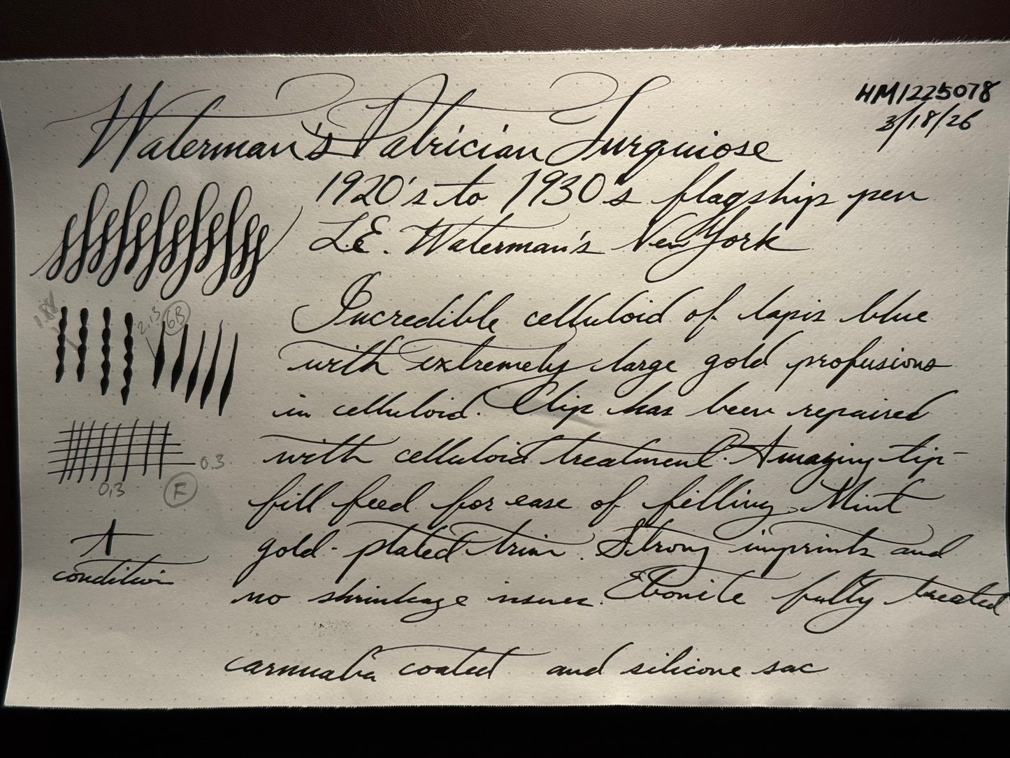 Waterman's Patrician, Turquoise Celluloid GPT, #8 14k Patrician Nib