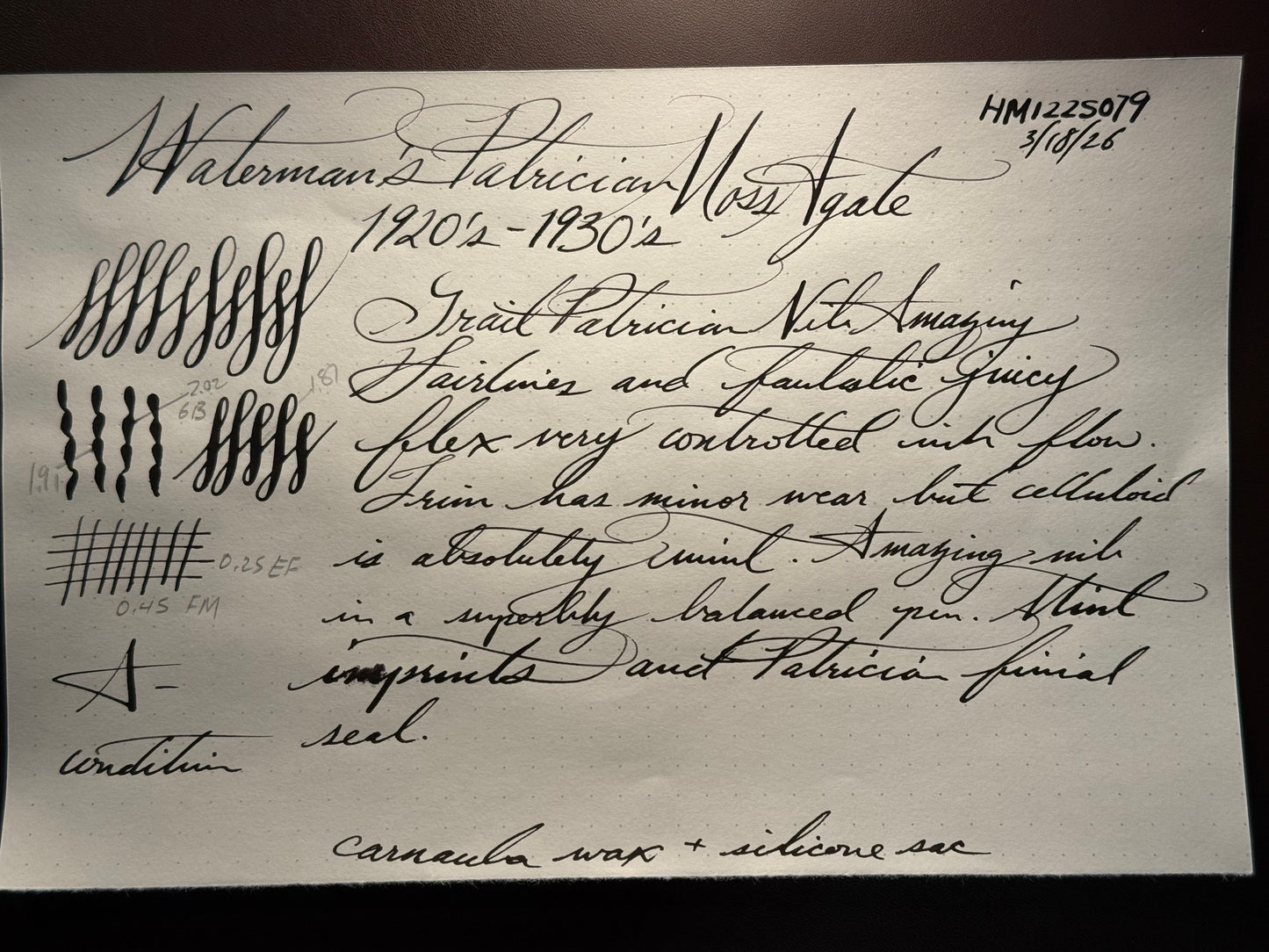 Waterman's Patrician, Moss Agate Celluloid GPT, #8 14k Patrician Nib