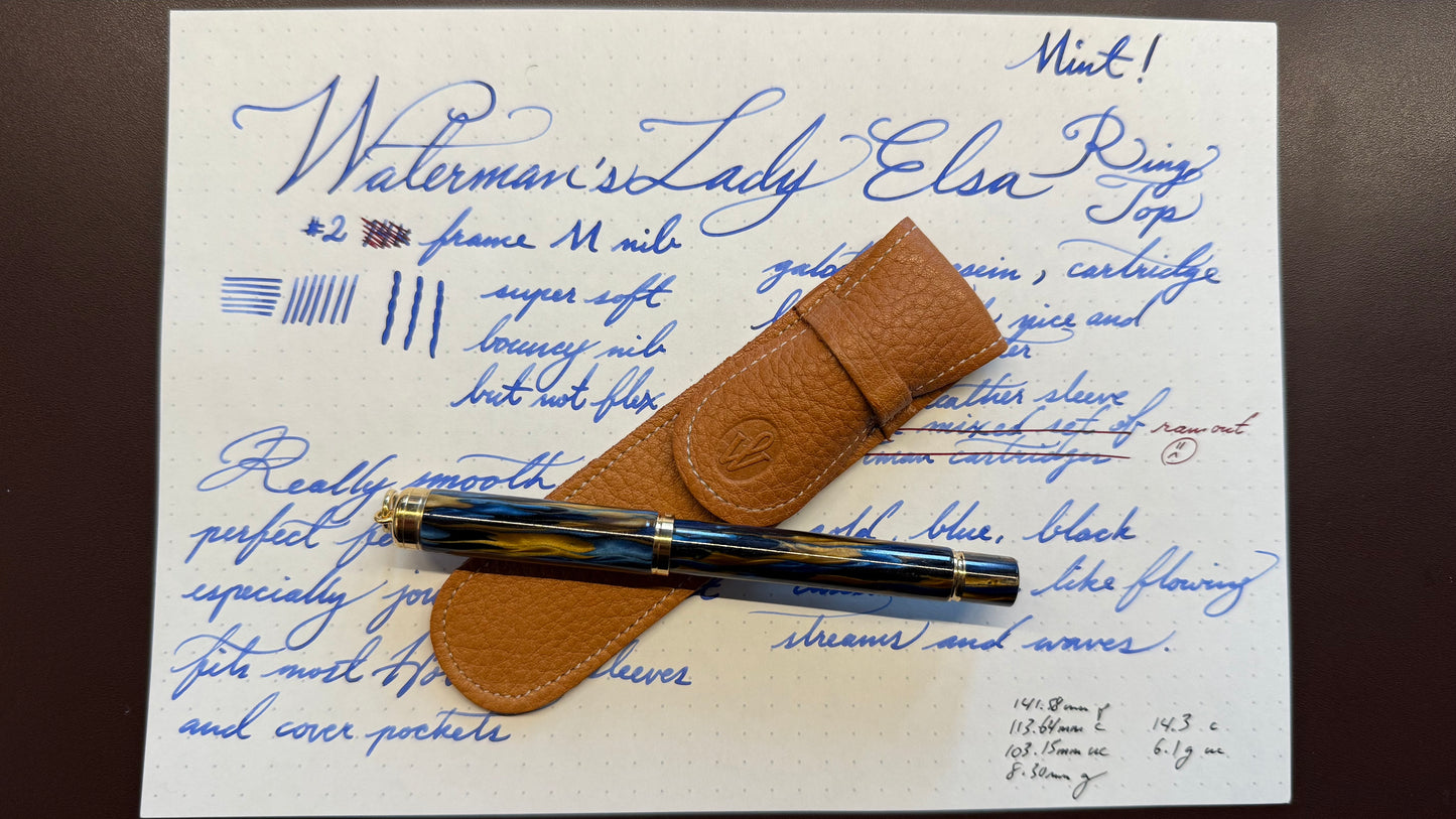 Waterman's Lady Elsa Ring-Top, #2 GP-Steel Nib, Blue Gold Casein, GPT