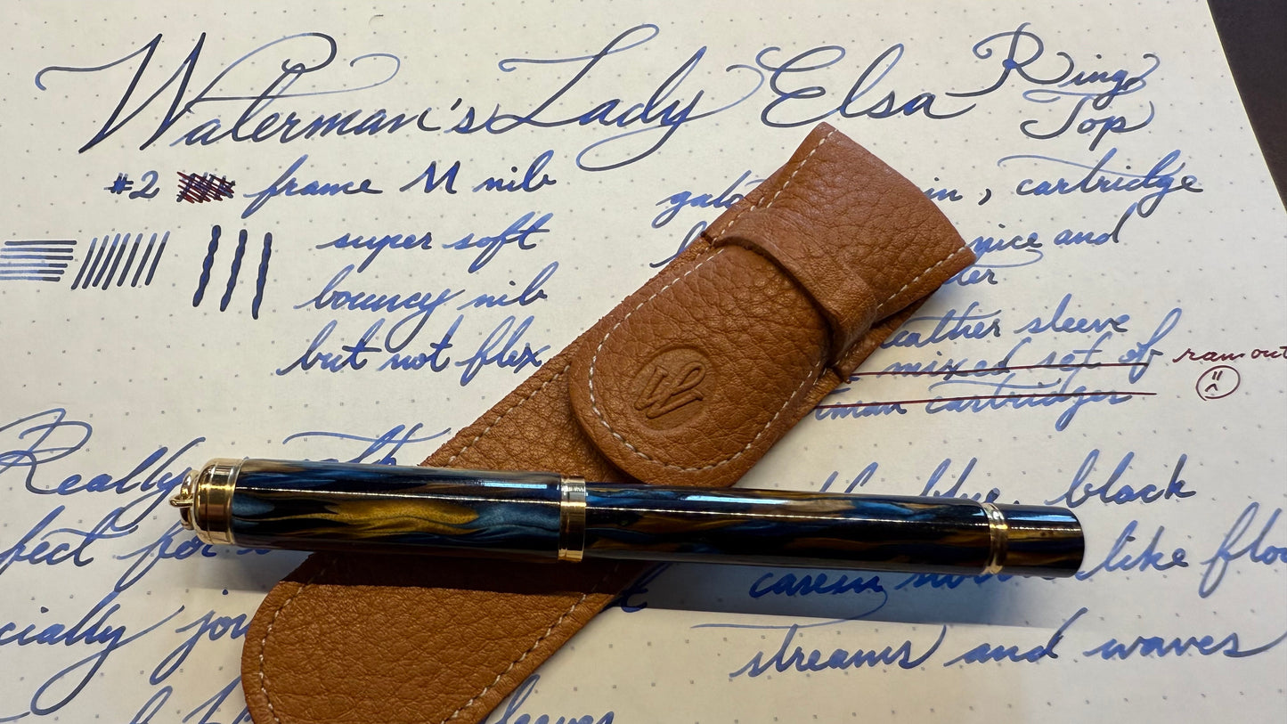 Waterman's Lady Elsa Ring-Top, #2 GP-Steel Nib, Blue Gold Casein, GPT