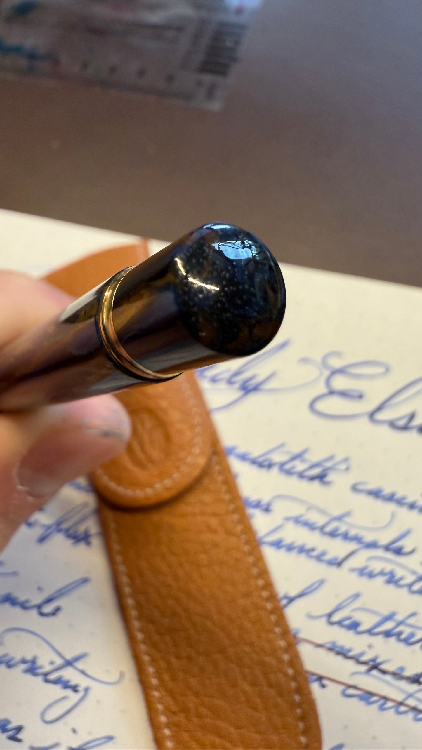 Waterman's Lady Elsa Ring-Top, #2 GP-Steel Nib, Blue Gold Casein, GPT