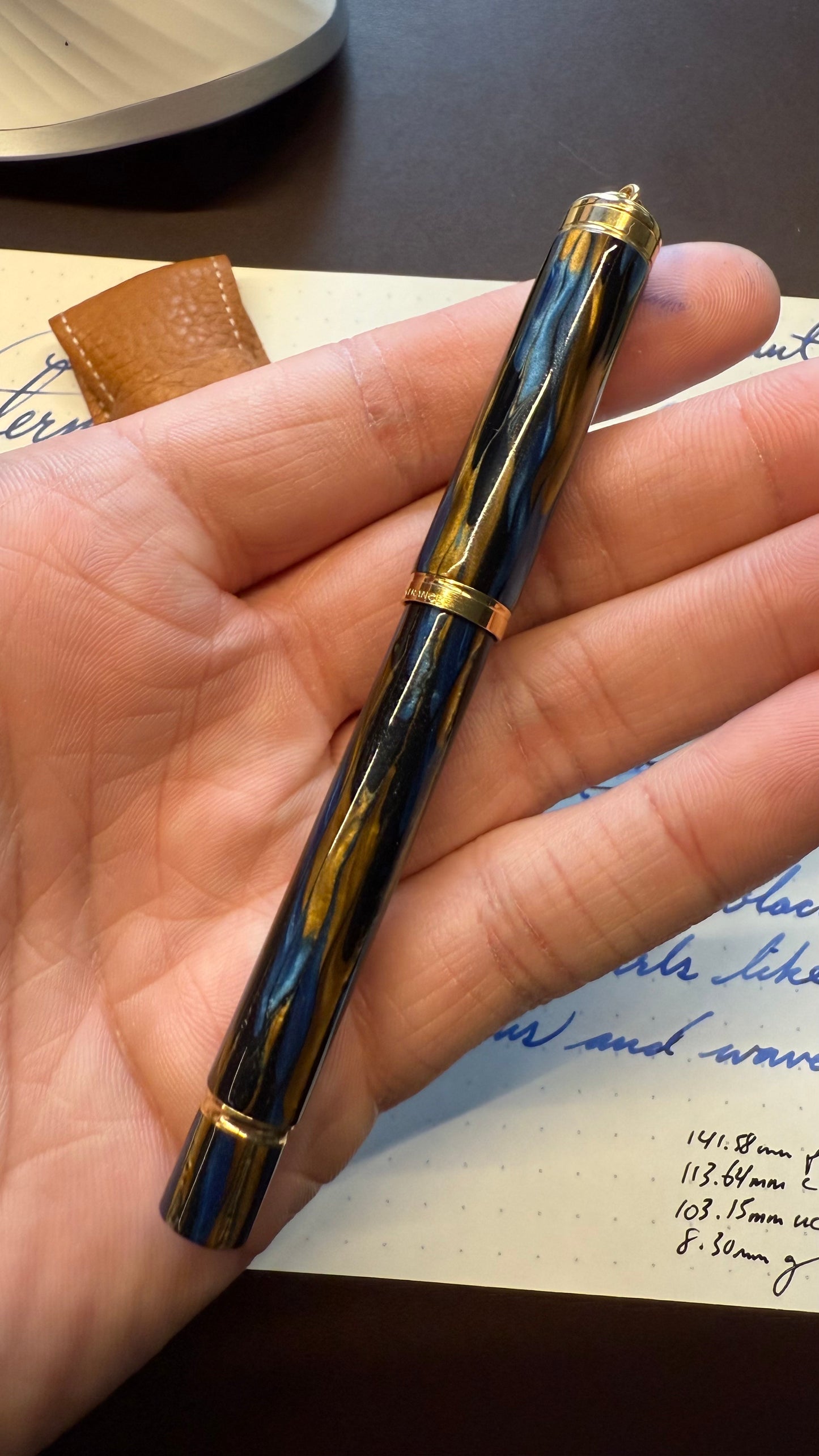 Waterman's Lady Elsa Ring-Top, #2 GP-Steel Nib, Blue Gold Casein, GPT