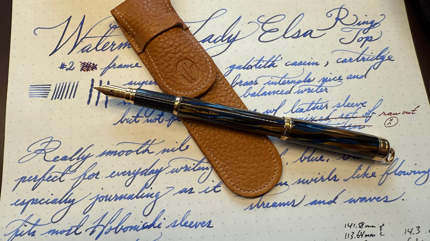 Waterman's Lady Elsa Ring-Top, #2 GP-Steel Nib, Blue Gold Casein, GPT