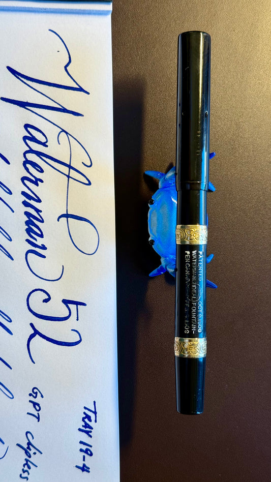 Waterman's 52 Double Gold-Filled Floral Bands Clipless, #2 CAN nib