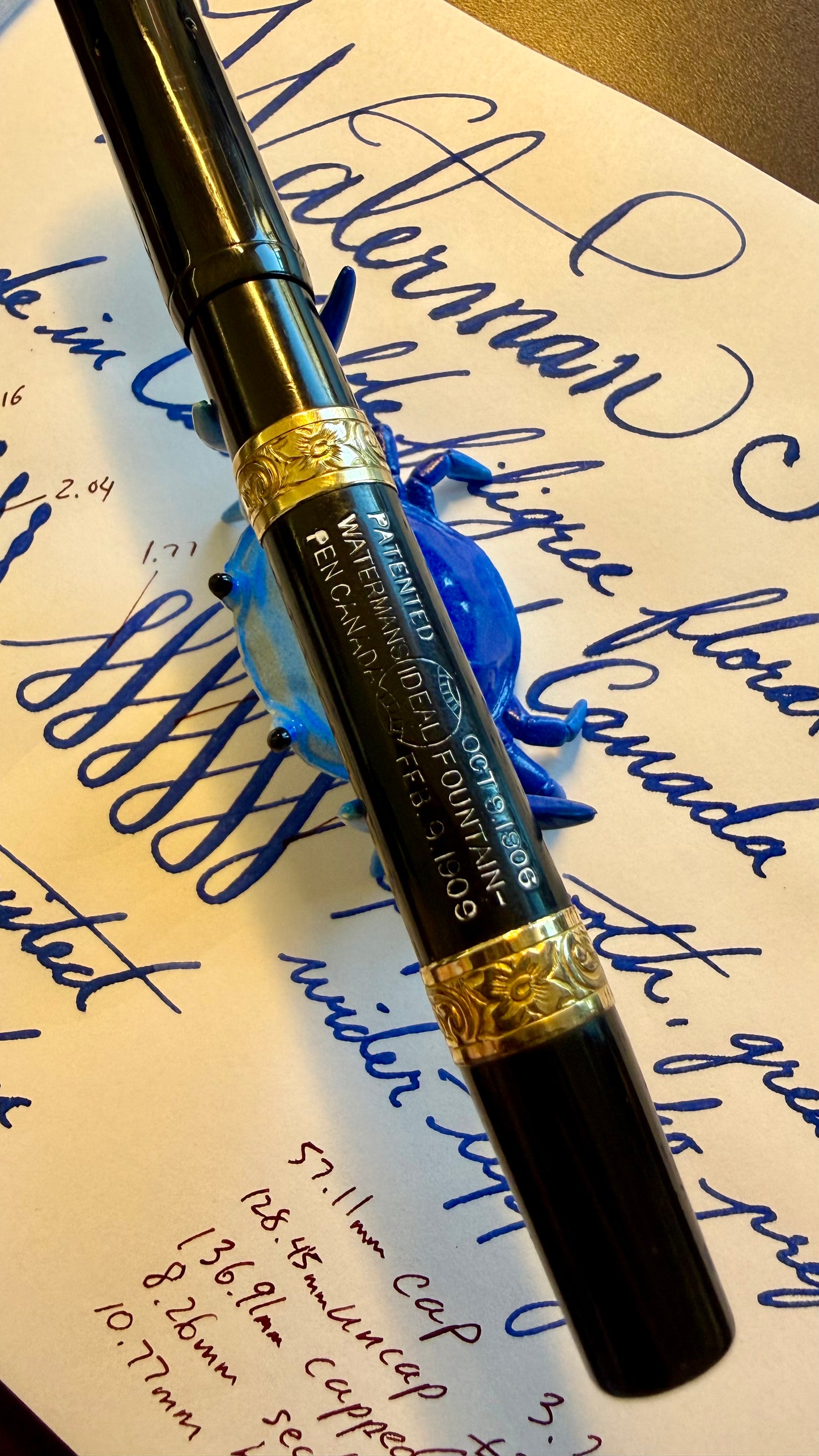 Waterman's 52 Double Gold-Filled Floral Bands Clipless, #2 CAN nib