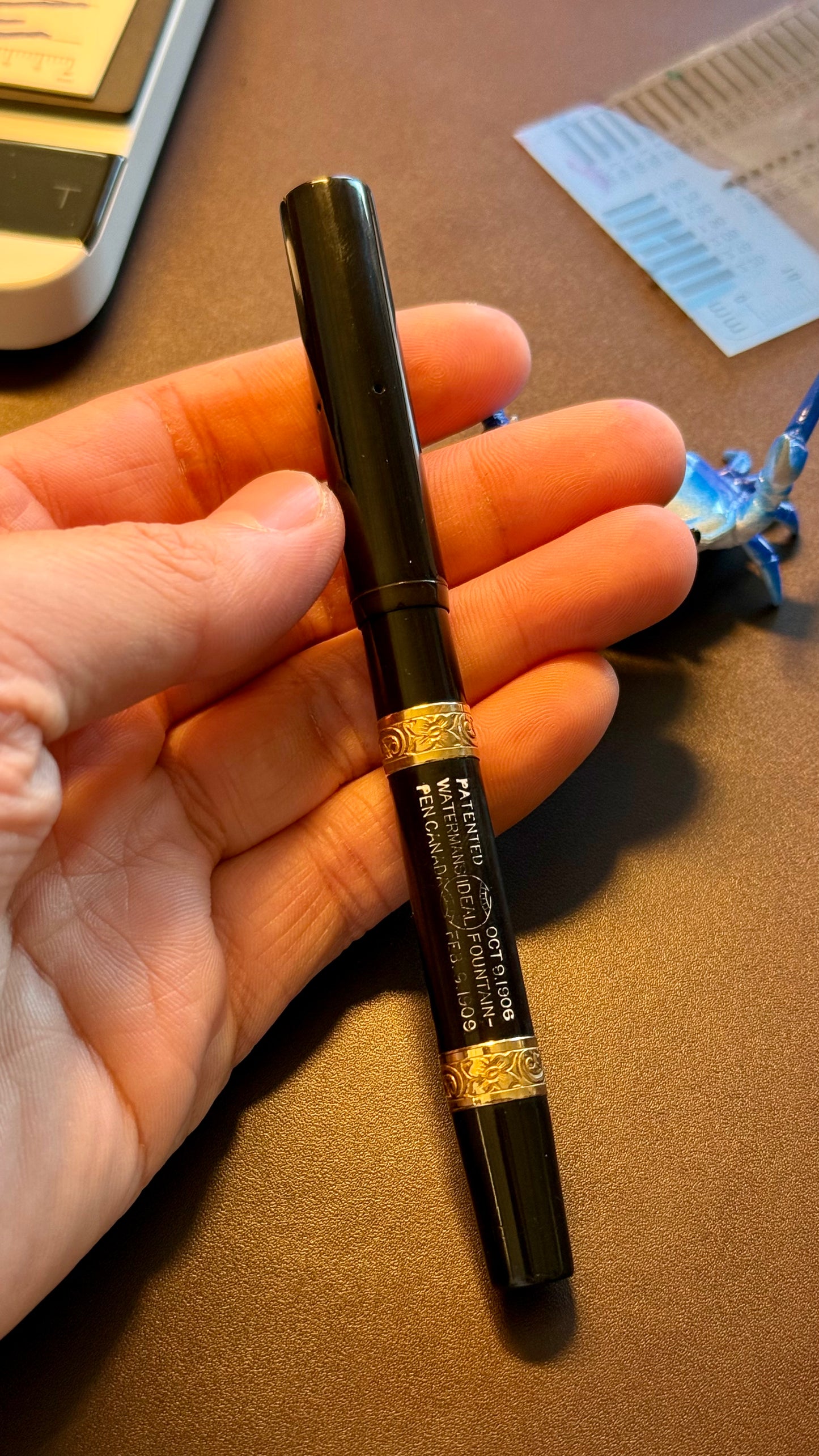 Waterman's 52 Double Gold-Filled Floral Bands Clipless, #2 CAN nib