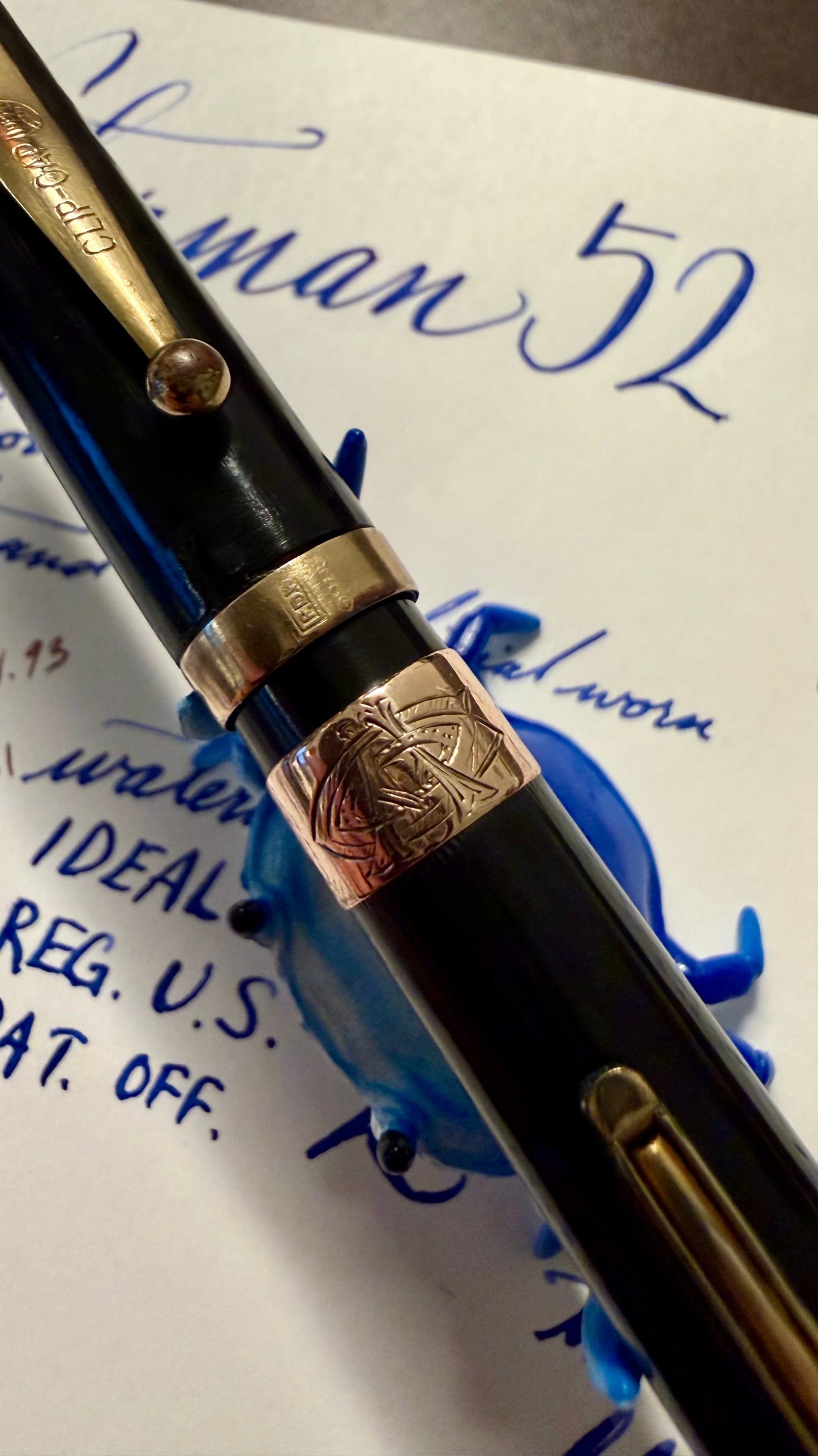 Waterman's 52 Solid 9k Gold Cap Band & Barrel Band, 18k Gold-Filled Cap Clip, #2 CAN nib