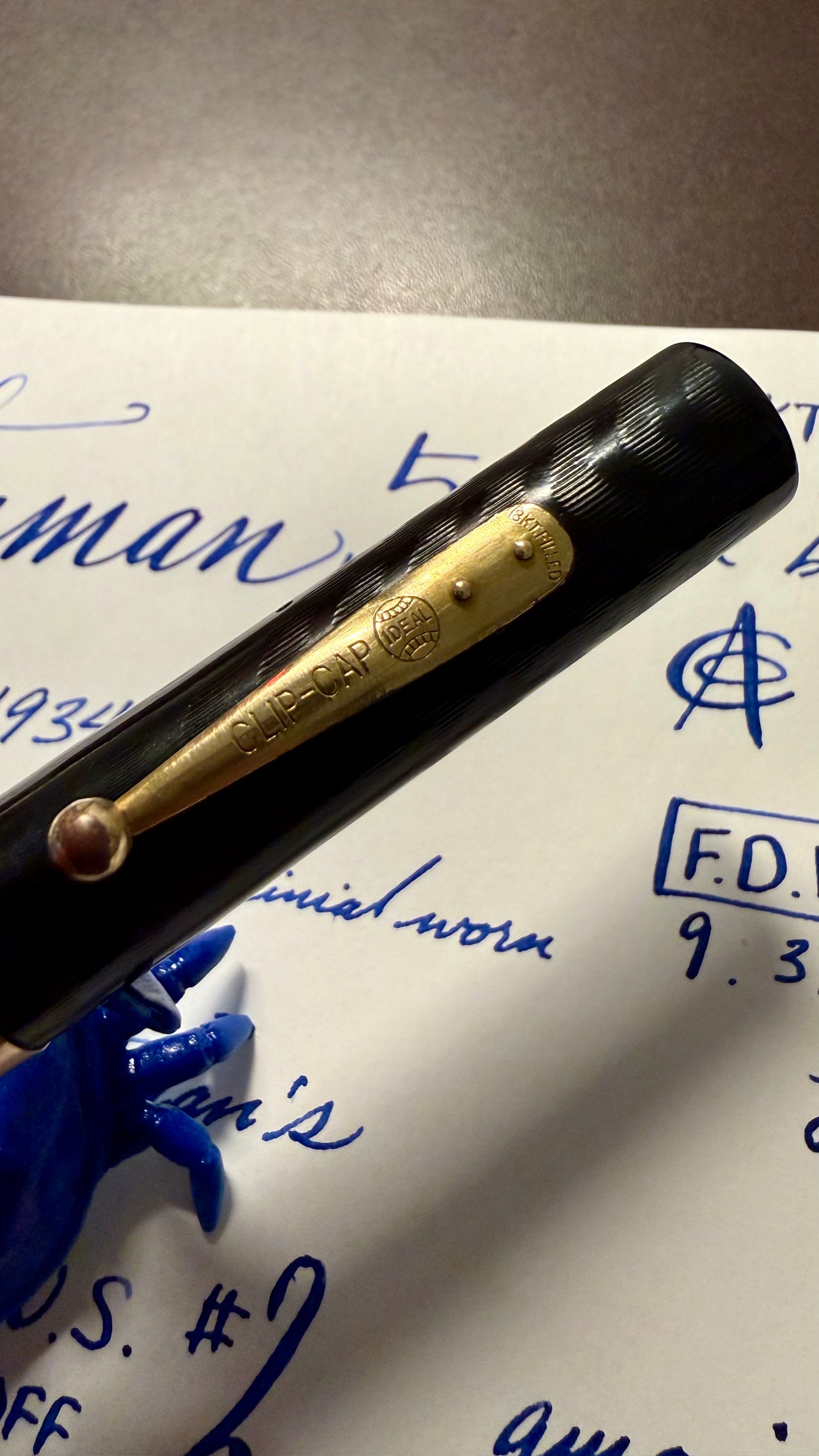 Waterman's 52 Solid 9k Gold Cap Band & Barrel Band, 18k Gold-Filled Cap Clip, #2 CAN nib