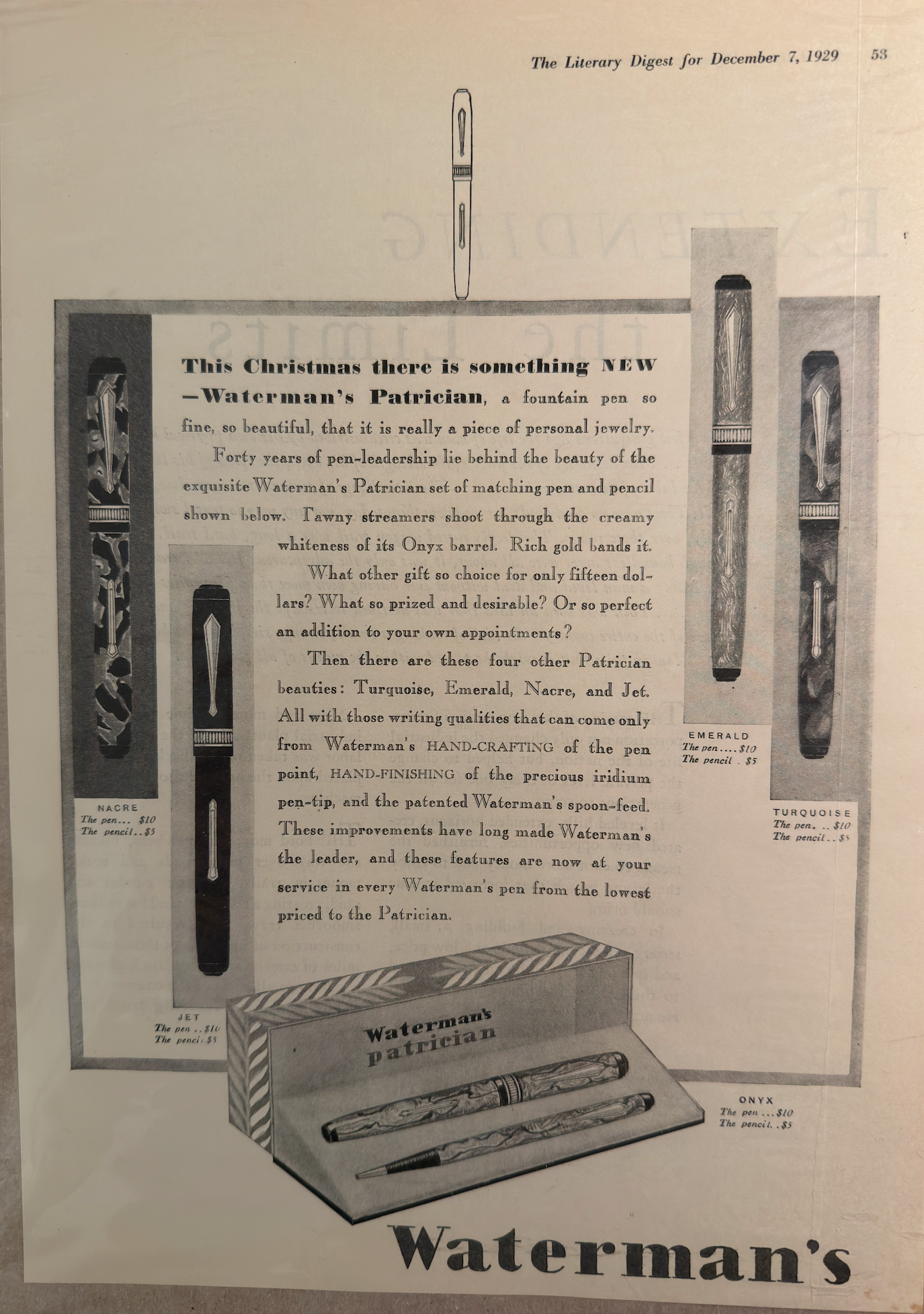 Waterman's Lady Patricia Moss Agate, Celluloid GPT, #2 PAT.